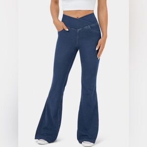 NWT Halara Jeans HalaraMagic™ High Waisted Crossover Stretch Flare Jeans Size XS
